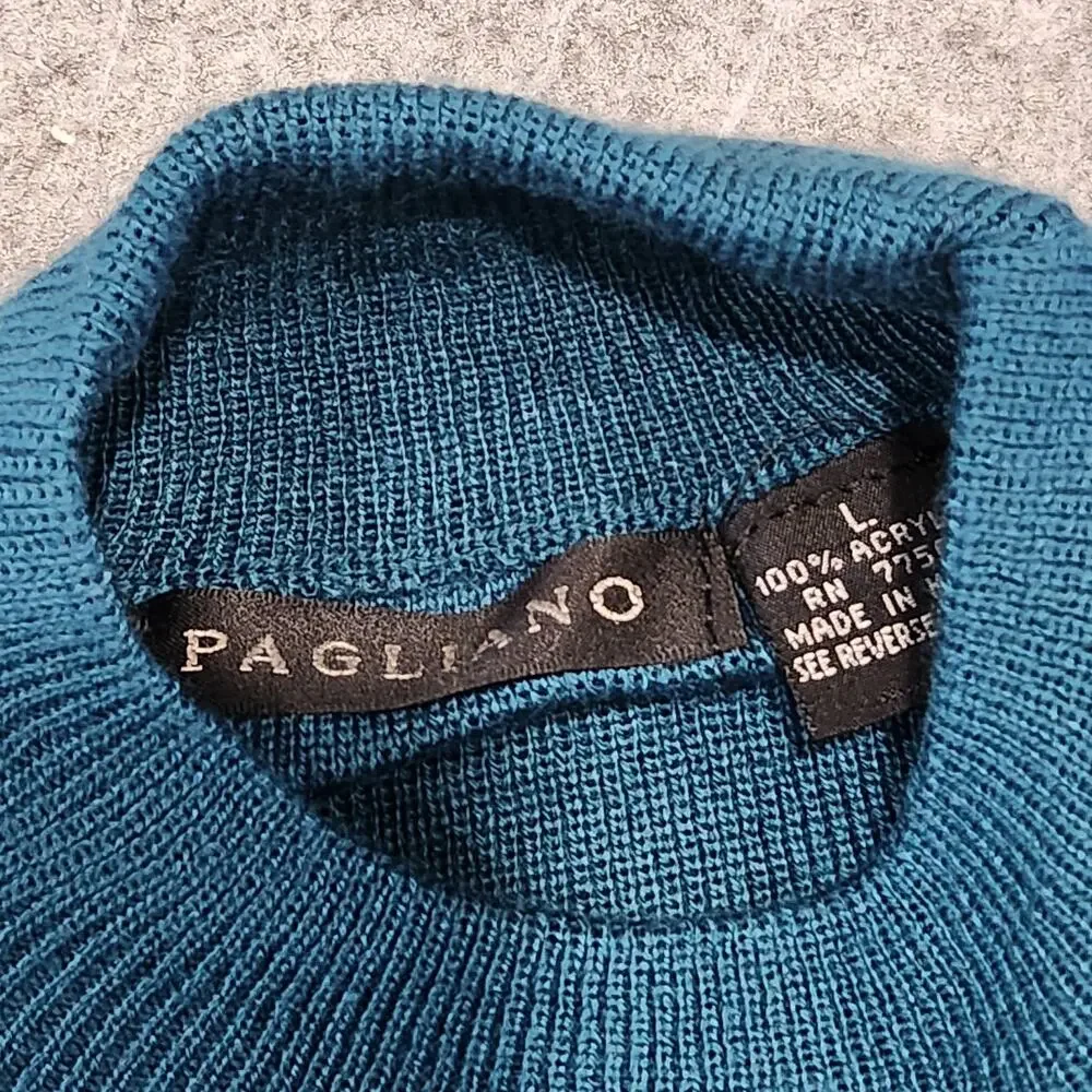 VTG Pagliano Mens L Large Cote D'Azur French Riviera Knit Embroidered Sweater‎